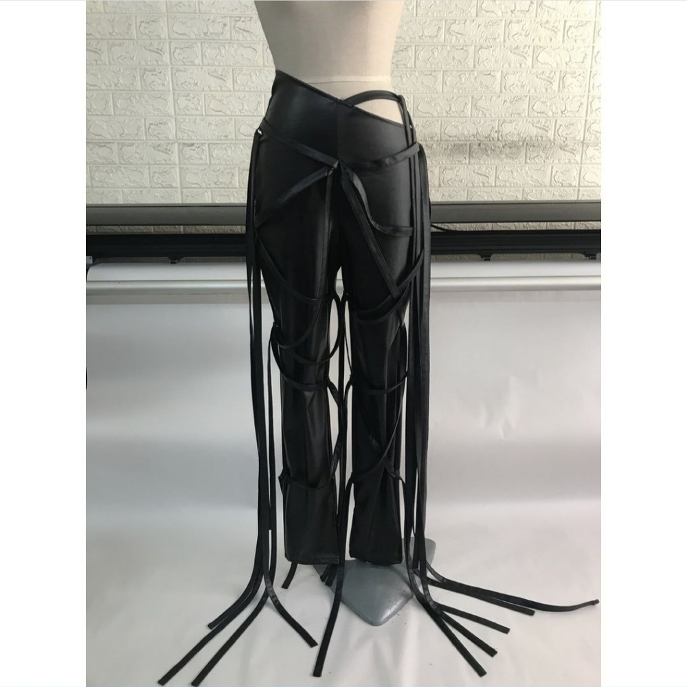 Black Leather Lace up Pants (runs small)